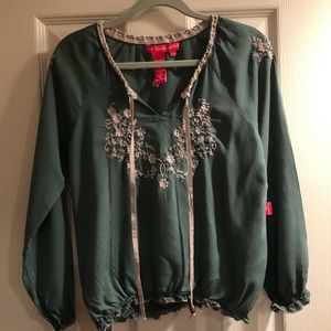 Flamenco Girls embroidered long sleeve blouse, 7/8